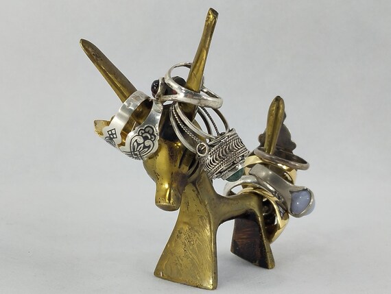 Small Solid Brass Donkey Ring Holder Rare Vintage… - image 5
