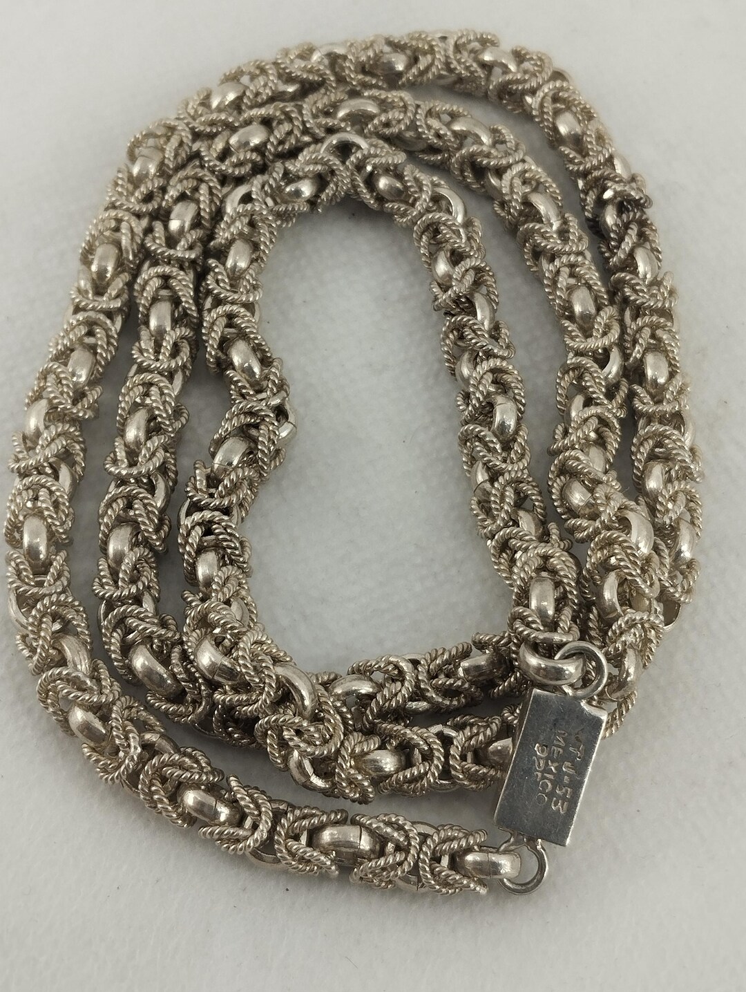 Handmade 119g Sterling Silver Chain Link Necklace, Woven Design - Etsy