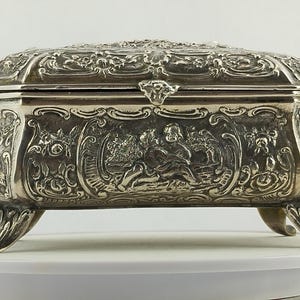 Antique Germany Hallmarked Jewelry Box Solid 418 Grams Silver 800