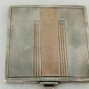 Small Compact Silver Box Art Deco Beautiful Vintage