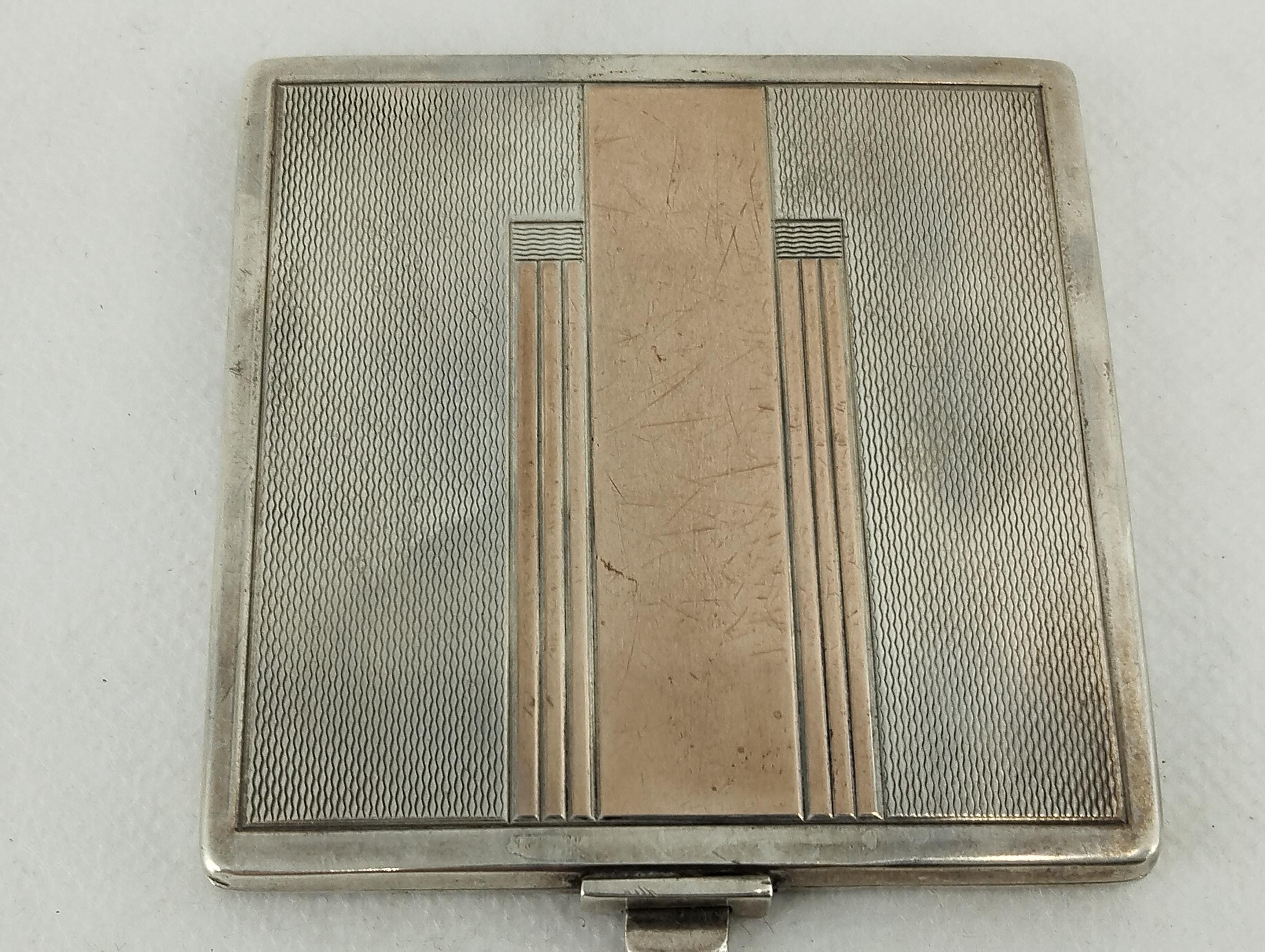 Small Compact Silver Box Art Deco Beautiful Vintage