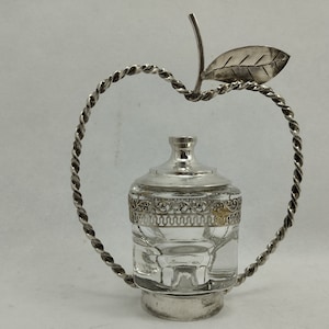 Judaïca zilver en glas Rosh HaShanah Honey Pot Bowl Apple Heart Design