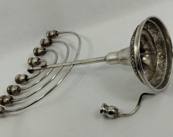 Rare Vintage Judaica Silver 800 Hanukkah Menorah