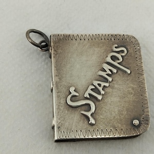 Lovely Vintage Silver 925 Stamp Case Box Book Shaped