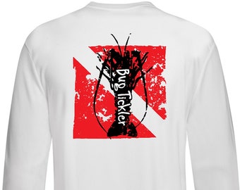 Lobster Dive Shirt, Lobster 50+UV Sun Shirt, Women's Lobster Shirt, Mens Performance Fishing Shirt, SPF Fishing Hoodie Shirt, Spearfishing