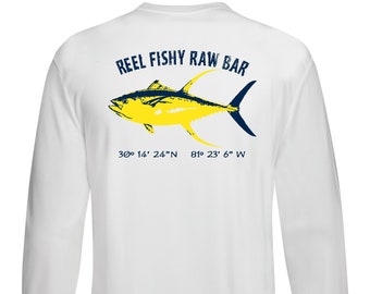 Tuna Fishing Shirt, Performance UV Sonne Shirt, Raw Bar Tuna Fishing Shirt, Herren SPF Angeln Shirt, Damen SPf Shirt, Hoody Fishing Shirt