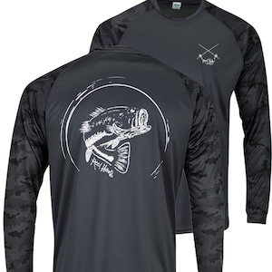 Bass Fishing Shirt, Bass Performance 50+UV Sun Protection Shirt, Men&#39;s Bass SPF Shirt, Bass Kayak Fishing, Largemouth Bass, Smallmouth Bass