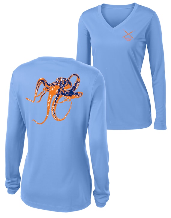 Octopus Performance Dry-fit Shirt, Men's Fishing 50 SPF Shirt, Womens V-neck  UV Shirt, Octopus Sun Shirt, Ladies Sun Shirt, SPF Sun Shirt 