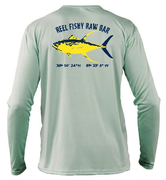Tuna Fishing Shirt, Performance UV Sun Shirt, Raw Bar Tuna Fishing Shirt, Men's SPF Fishing Shirt, Ladies SPF Shirt, Hoody Fishing Shirt