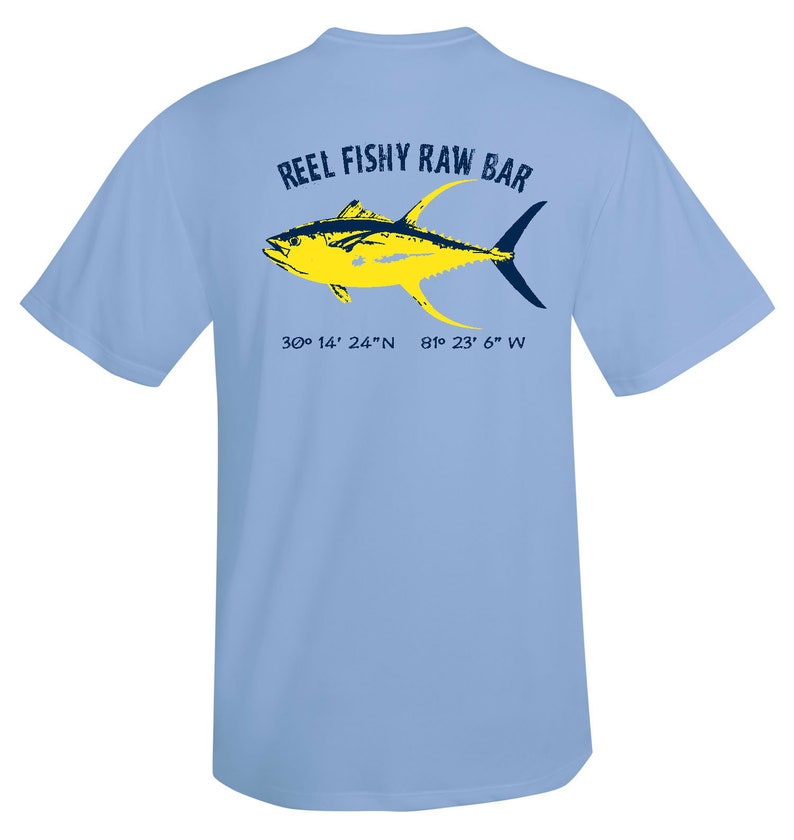 Tuna Fishing Shirt, Performance UV Sun Shirt, Raw Bar Tuna Fishing