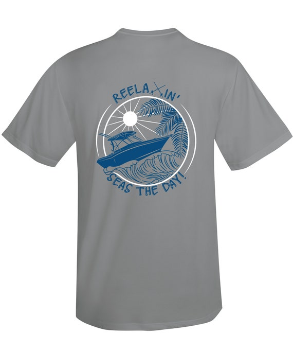 Reelaxin' Seas the Day Performance Dry-fit Shirt, Men's Fishing 50