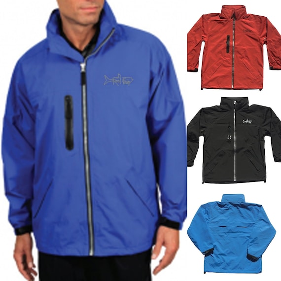 Buy Rain Jacket, Hooded Full Zip Waterproof Jacket, Wind & Water Resistant,  Breathable Rain Coat, Fishing Jacket, Tarpon Embroidery Online in India 