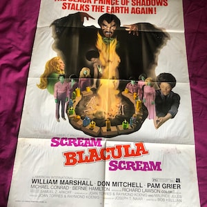 Scream Blacula Scream 1973 Original US One Sheet Movie Poster Blaxploitation Shaft 27x41 Folded