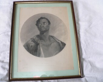 The Negro From the Picture in the Vernon Gallery Engraving 1853 Rare Antique