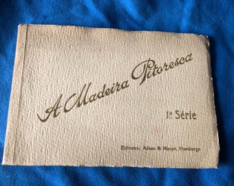 Rare Vintage 1920s Picturesque Madeira Postcard Album 8 Views Complete Postal Album Portugal 1st Series