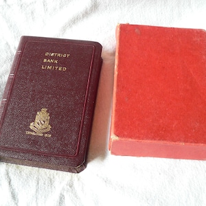 Vintage Money Box Book District Bank Ltd. Personal Metal Moneybox No.2086 Secret Savings Bank money box