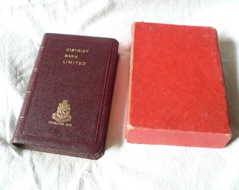 Vintage Money Box Book District Bank Ltd. Personal Metal Moneybox No.2086 Secret Savings Bank money box