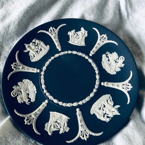 Wedgwood Portland Blue Jasperware Neoclassical English ceramic collectors  Plate