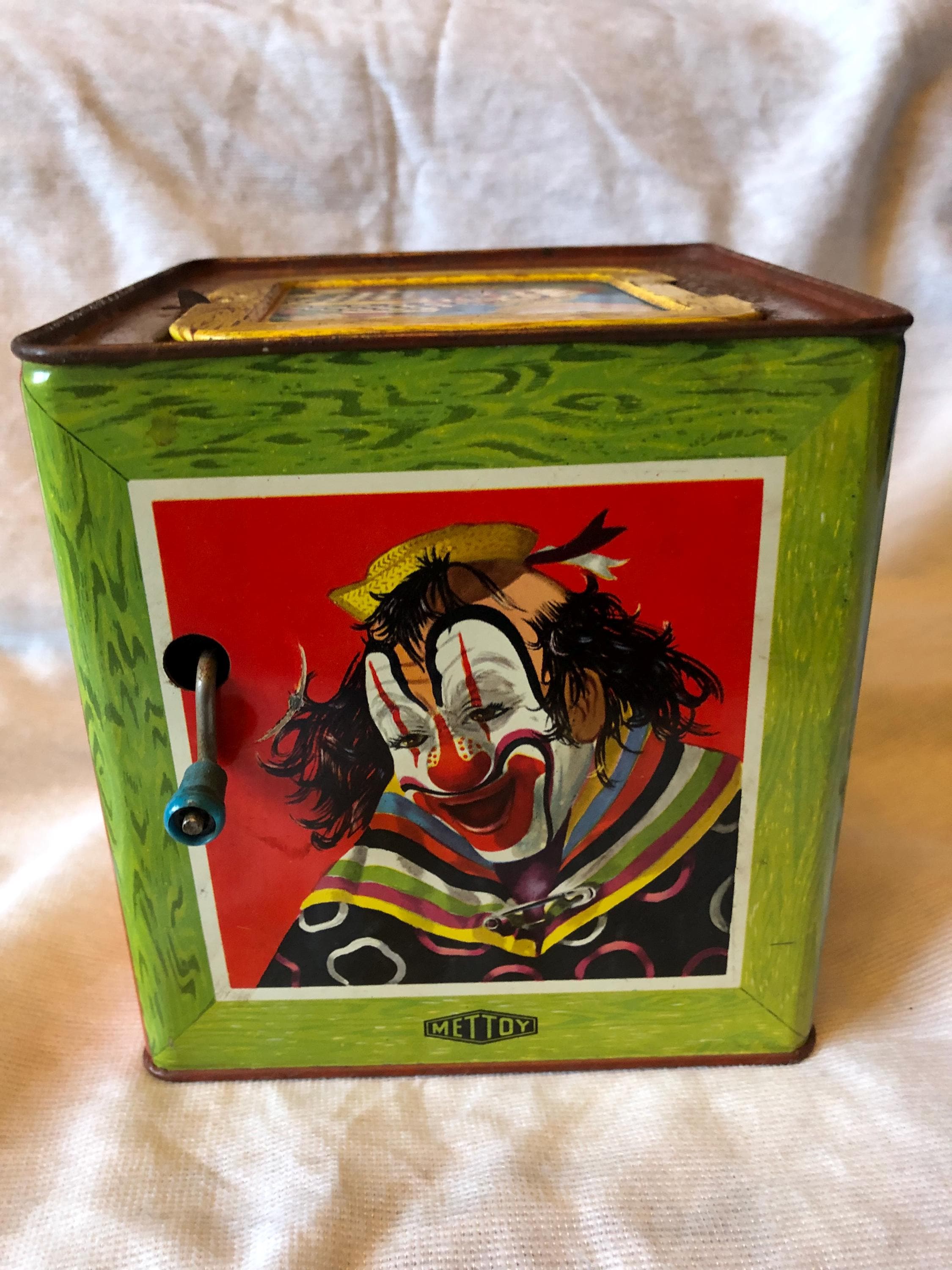 Vintage C.1950's Mettoy Tin Toy Tinplate Musical Jack-in-the-box