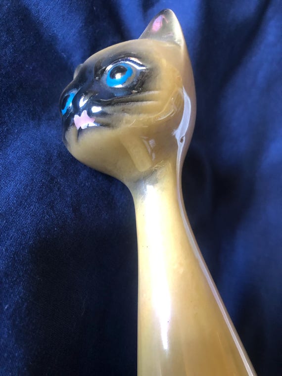 Mid Century Jema Holland Long Neck Stylized Ceramic Siamese Cat
