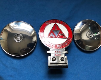 Vintage UK Car Badge Institute Of Advanced Motorist I.A.M Red White Automobile St Christopher