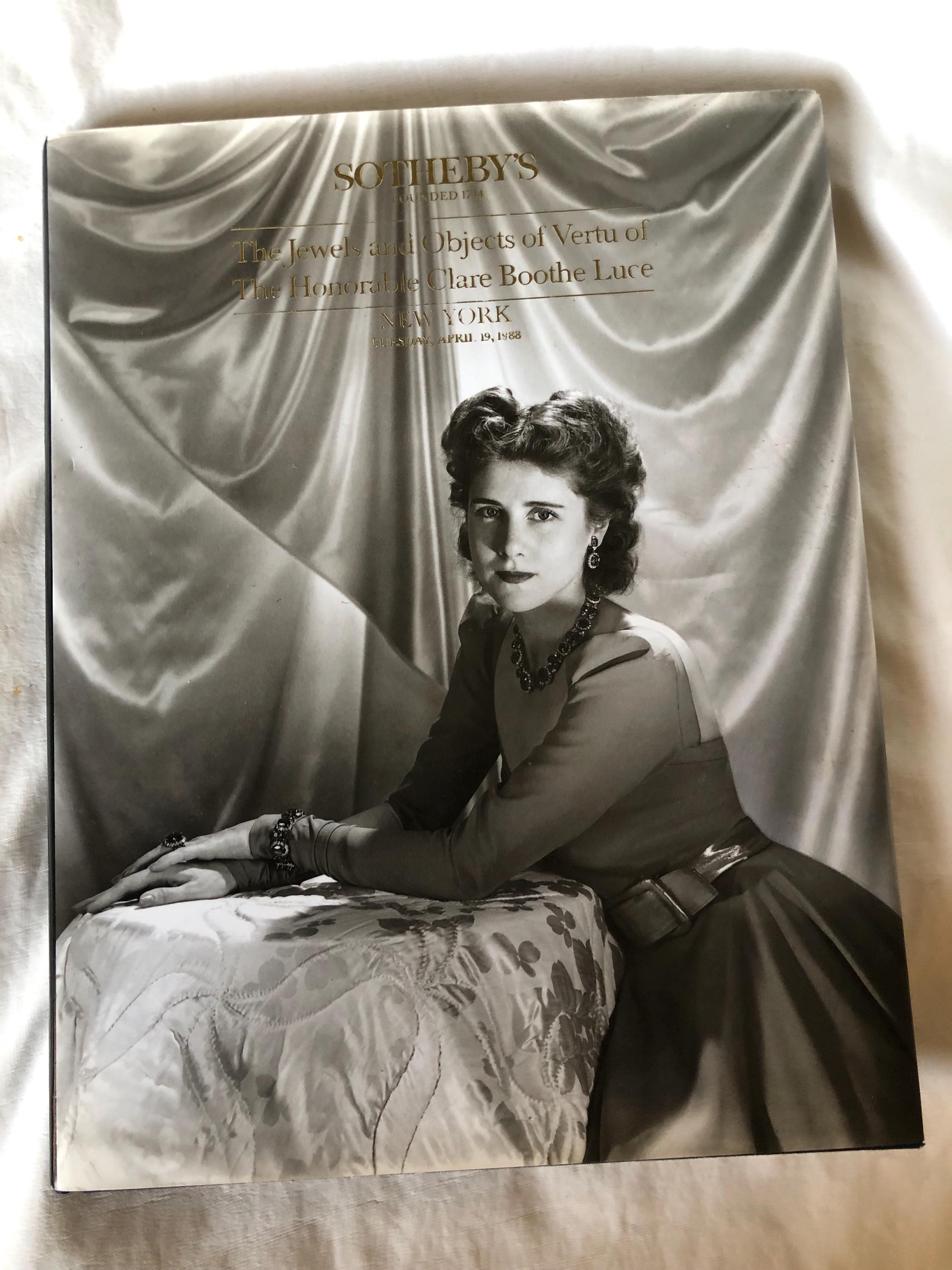 Sotheby's the jewels and objects of Vertu of The Honorable Clare Boothe Luce 1st Edition hardcover  Book