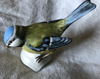 Vintage GOEBEL Blue Tit CV34 Bird Ornament Figure W. Germany Signed