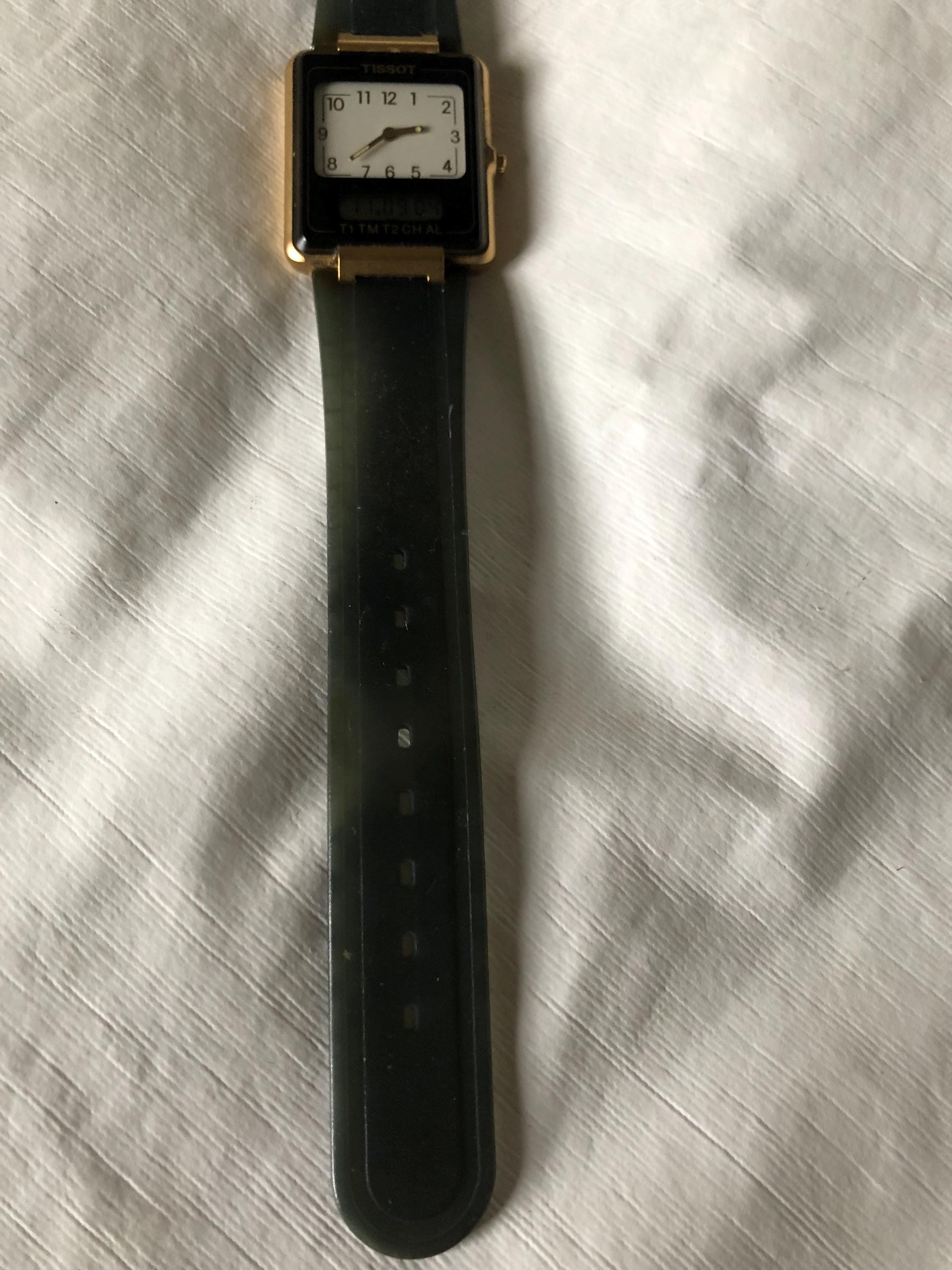 Vintage TISSOT D 372667K X Twotimer Quartz Tank Wrist Watch Swiss