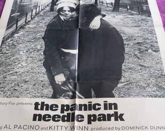 The Panic in Needle Park Movie Poster Al Pacino Original One Sheet 20th Century Fox 1971 Rare