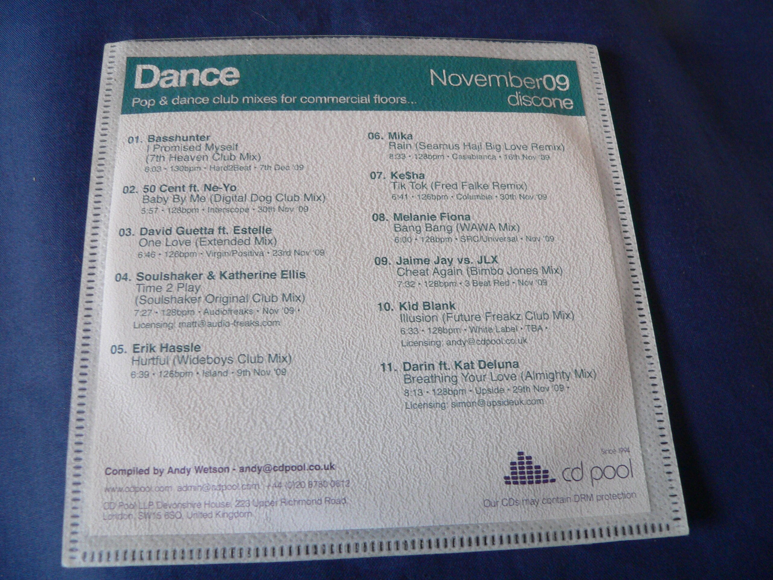 CD Pool – C1303 Various – Dance November 2009 CD Album