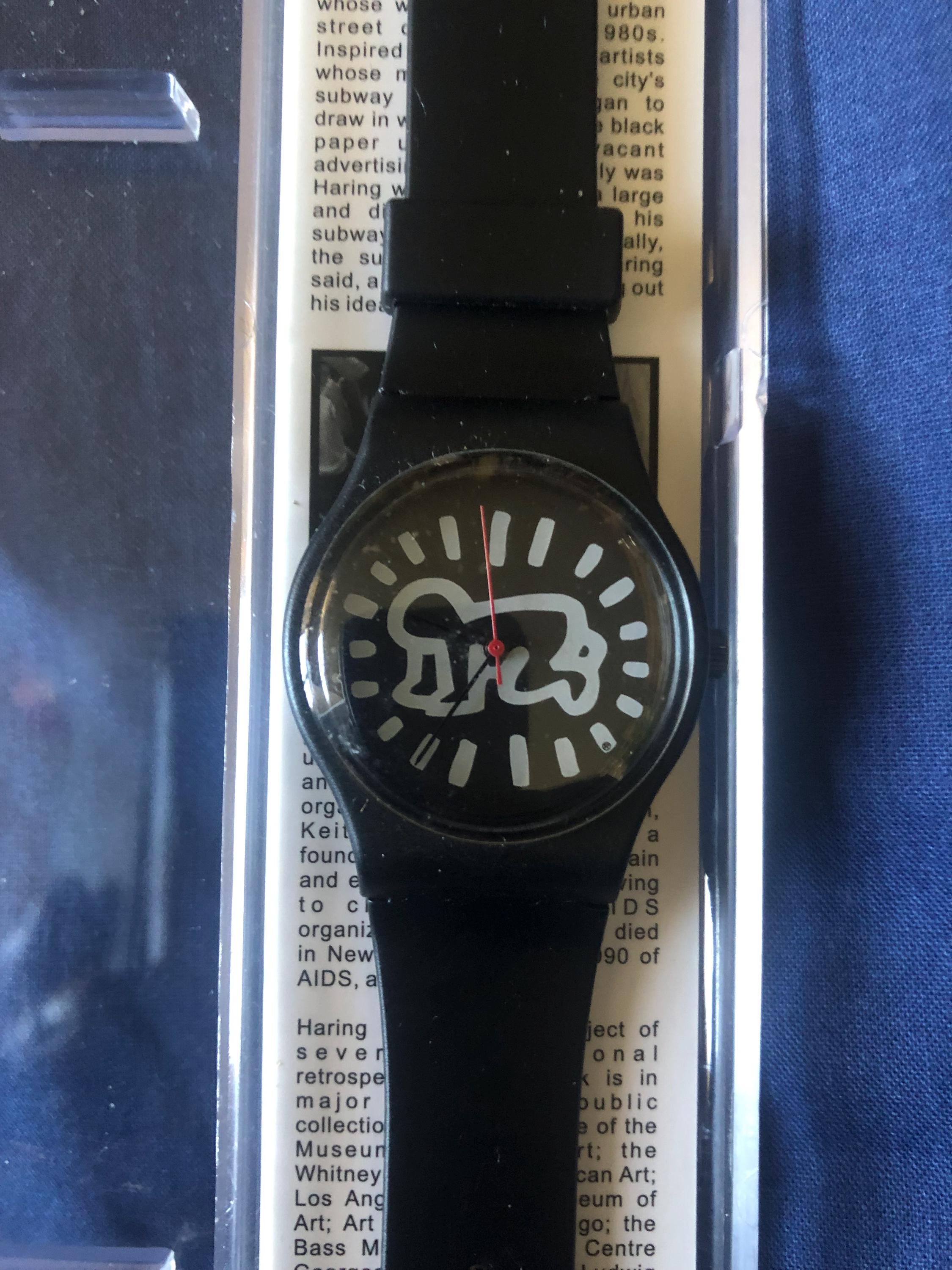 レア！腕時計スウォッチ黒 キースヘリングSwatch Keith Haring 【公式 