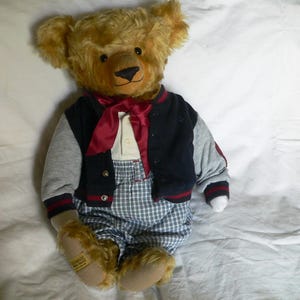 Vintage Merrythought Limited Edition Bear Wellington  510/2500 By Oliver Holmes Harrods U.K. 1991 Gold Mohair