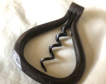 Antique 19th Century Faceted Bow Pocket Corkscrew Steel Folding Circa 1880-1900