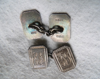 Vintage Sterling Silver Gold Plate Cufflinks  Cuff Links 1948 Birmingham H.G&S 7.4G