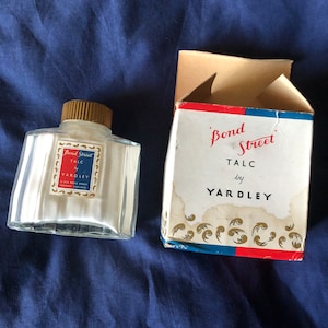 RARE Boxed 1970s Yardley London Talcum Powder Jar Bottle Talc Vintage Bond Street