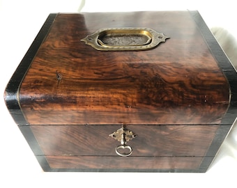 Victorian Coromandel Jewellery Box c.1890  Rare Antique Drop Down Front As Seen