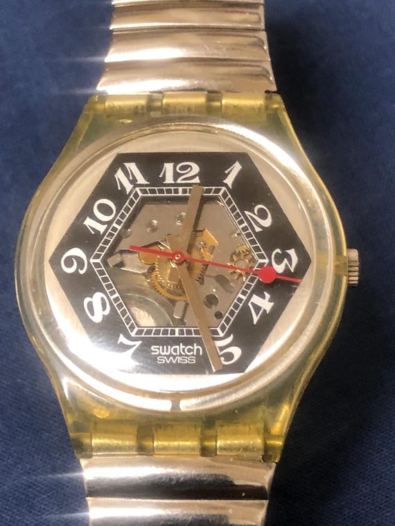 1993 Vintage Swatch Watch BLACK JADE GK158 GK159 Flex - Etsy