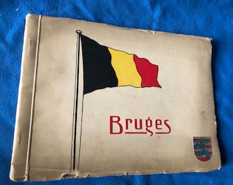 Rare Vintage 1920s Bruges Postcard Album 16 Views Complete Postal Album