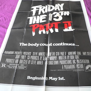 Póster de la película Friday The 13th Part II Original One Sheet Advance Teaser - 27x41 1981 Plegado