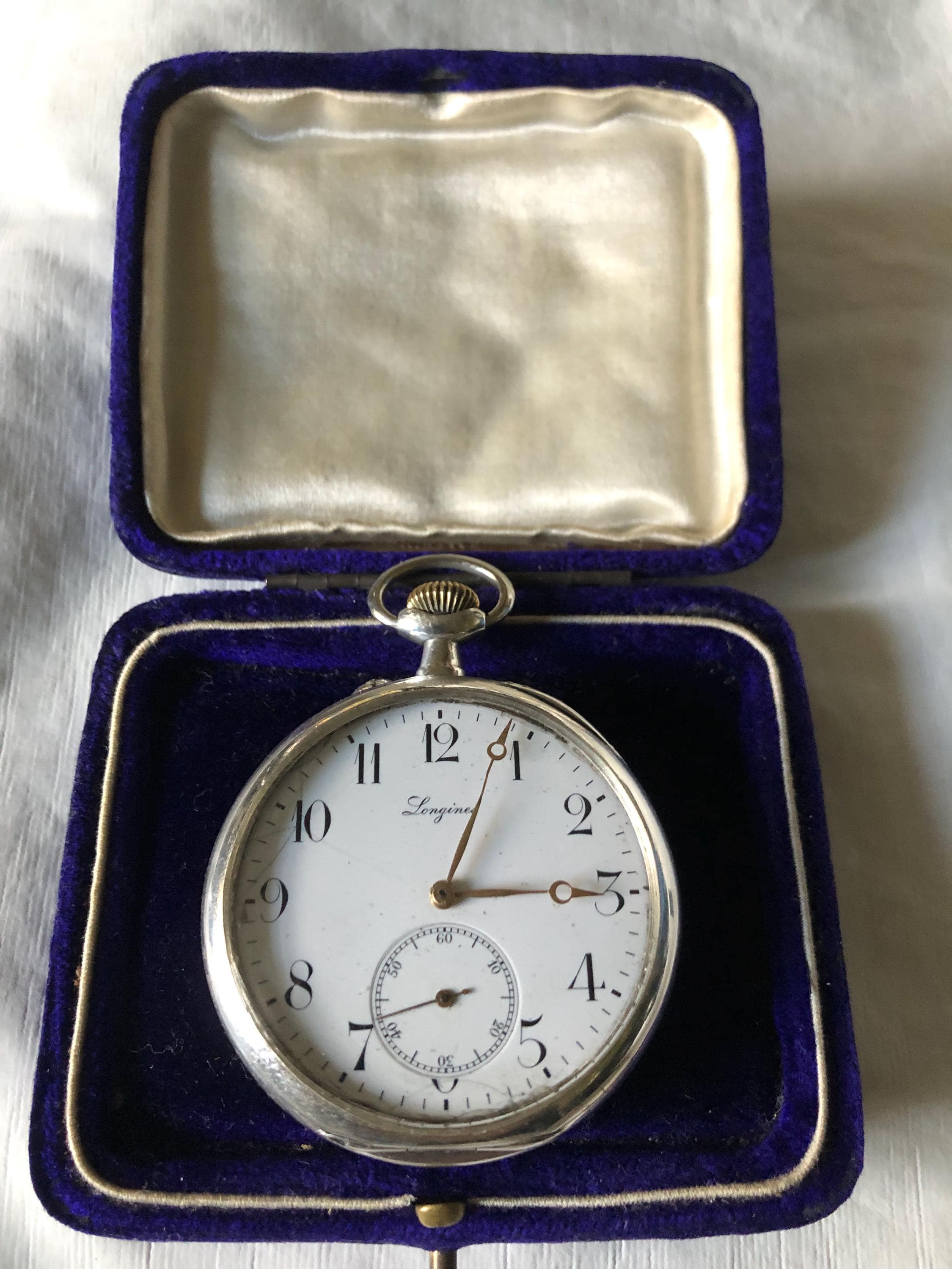 Antique Longines 4 Grands Prix 900 Silver Open Face Manual Wind