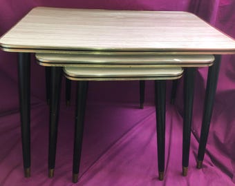 １*s様 ★US Vintage 50s Step Table Vintage Mid-century Two-tiered Step Side Table, 1950s Retro