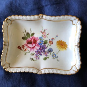 Vintage Fine Bone China Royal CROWN DERBY Posies Trinket Dish Handpainted  England