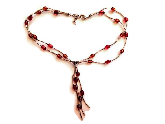 Vintage Monet beaded necklace, double strand autu… - image 2