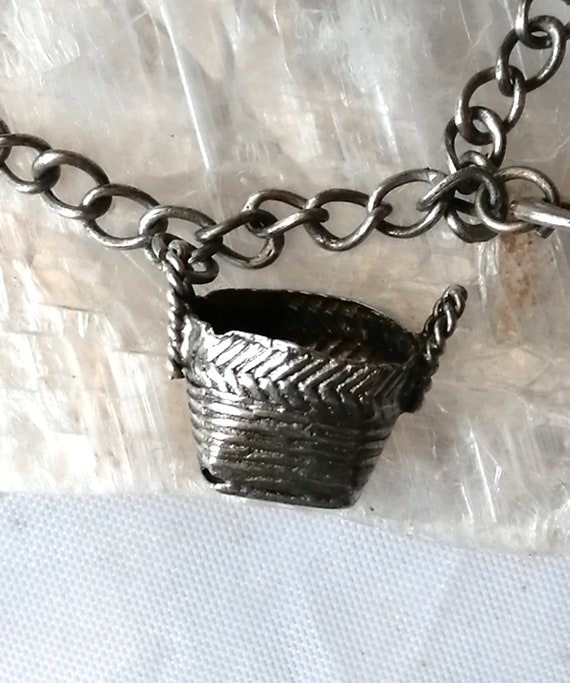Vintage antique silver /silver plated charm brace… - image 6
