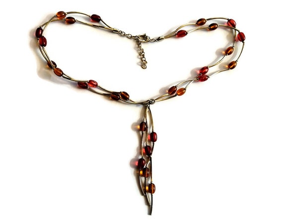 Vintage Monet beaded necklace, double strand autu… - image 1