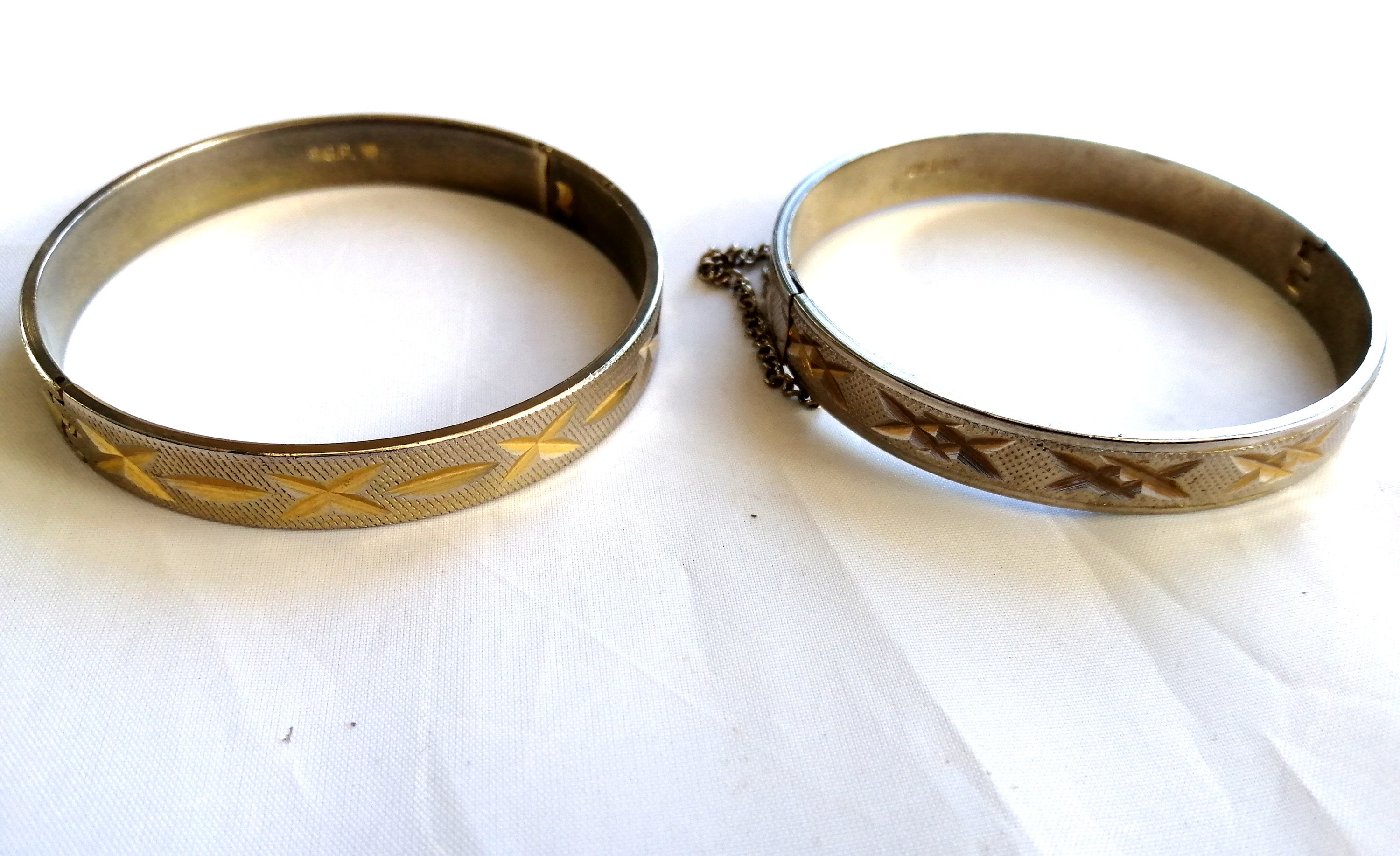 Vintage 18k Rolled Gold Plated Bangle 18k RGP Diamond Cut Bangle