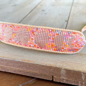 Neon Pink Moon Phases Beaded Loom Bracelet, beaded moon bracelet, gift for her