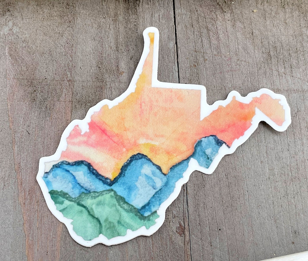 Neon Watercolor Sunset West Virginia Waterproof Vinyl Decal Sticker ...