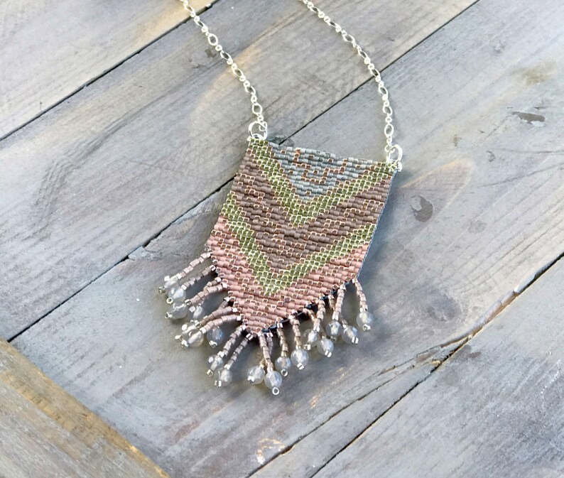 Neutral Silver and Pink Gold Fade Loom Woven Tassel Long Etsy