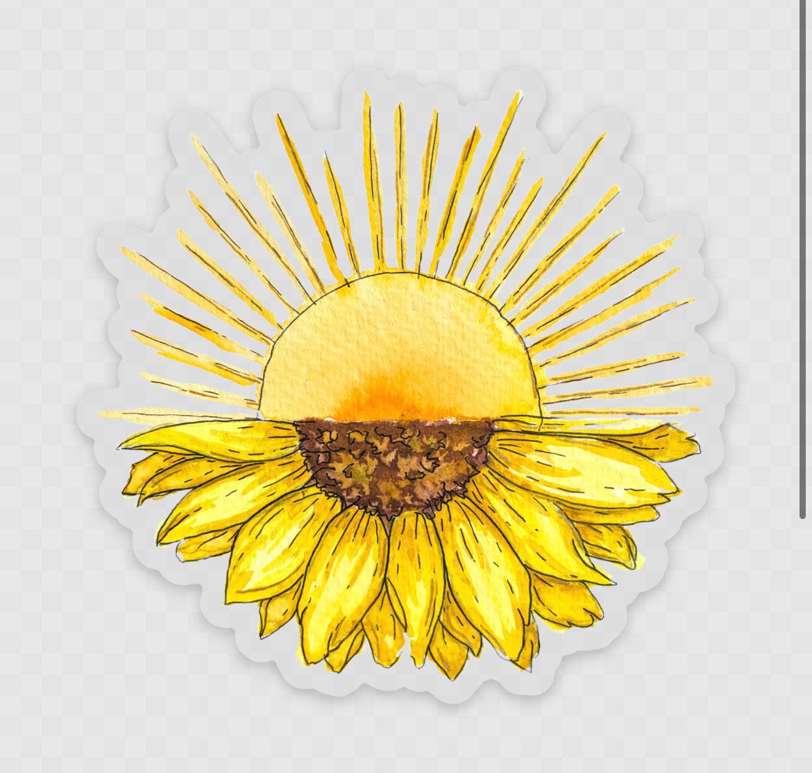 Sun and Sunflower Watercolor Floral Vinyl Waterproof Sticker - Etsy